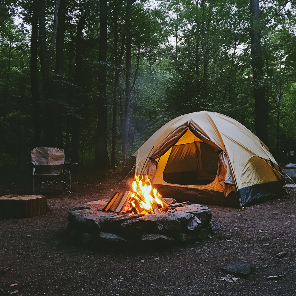 Uma tenda em um acampamento | Fonte: Midjourney