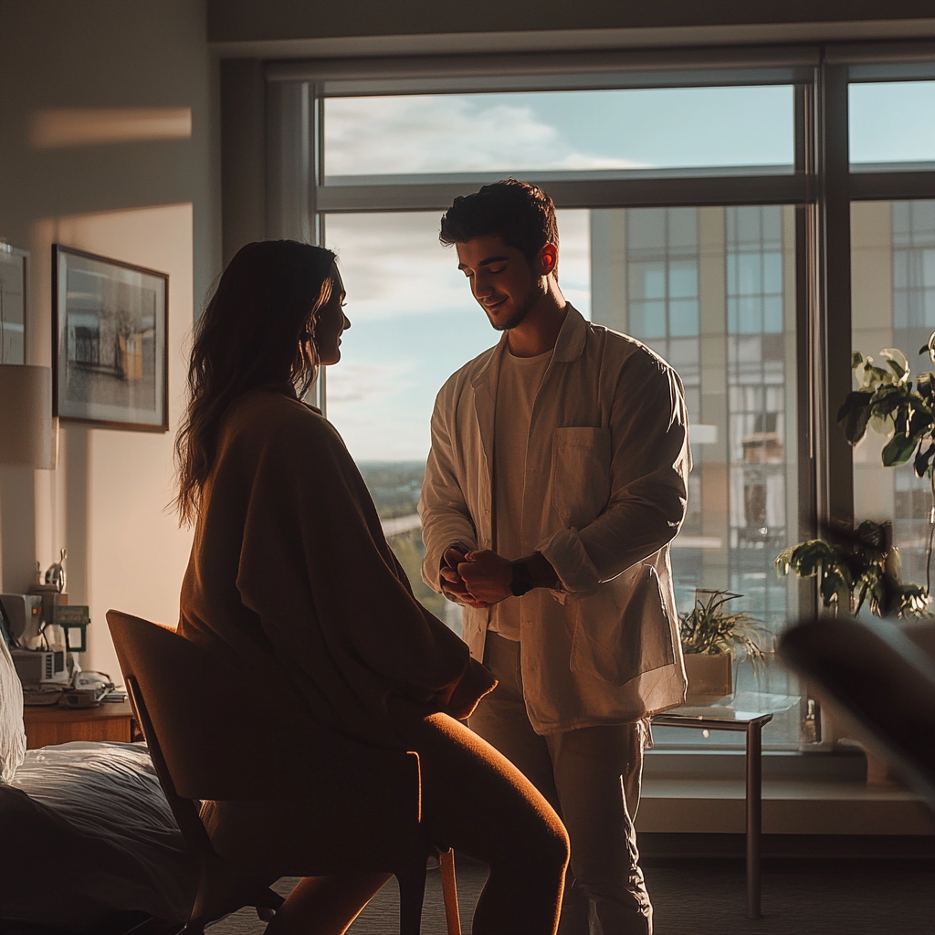 Man proposing to his girlfriend at the hospital | Source: Midjourney