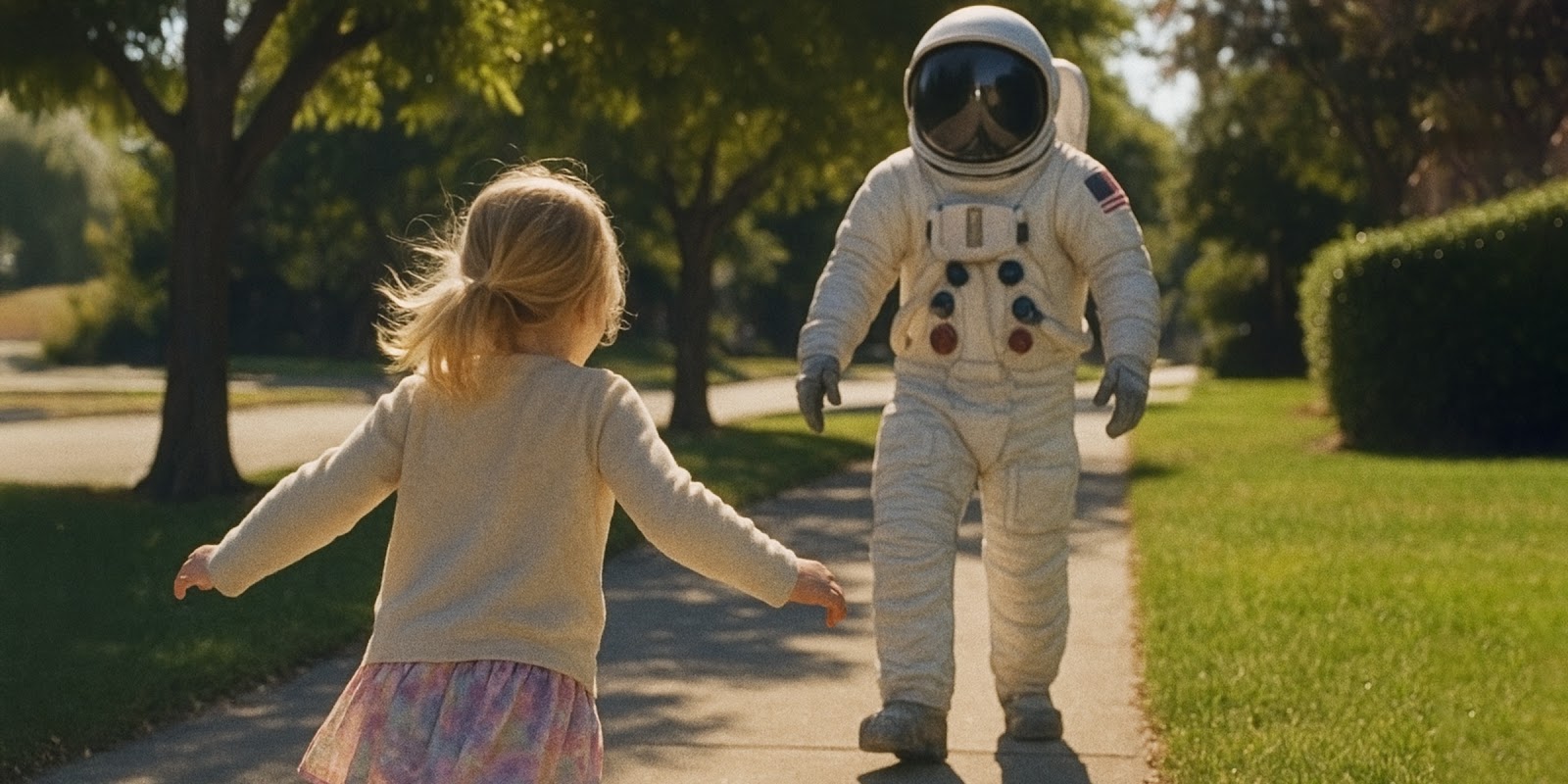 A girl and an astronaut. | Source: Sora