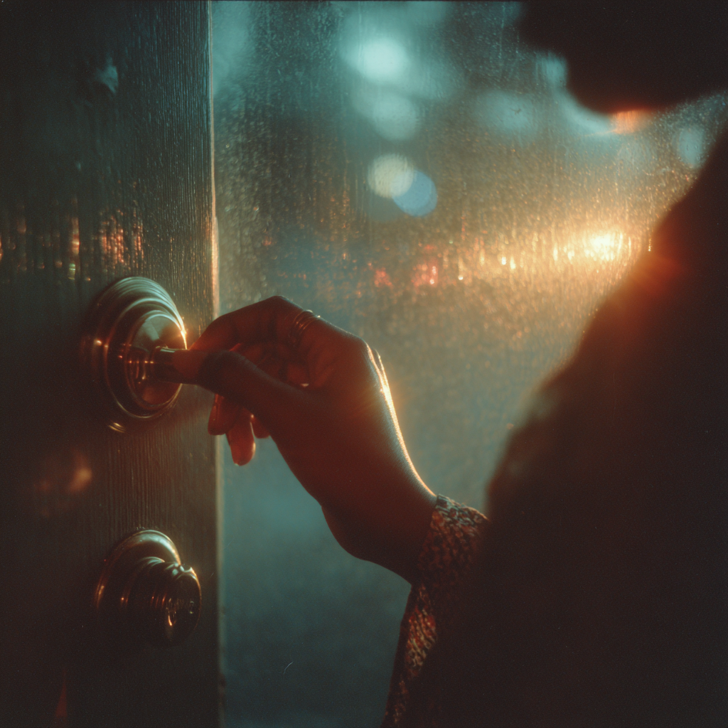 A woman's hand locking a door | Source: Midjourney