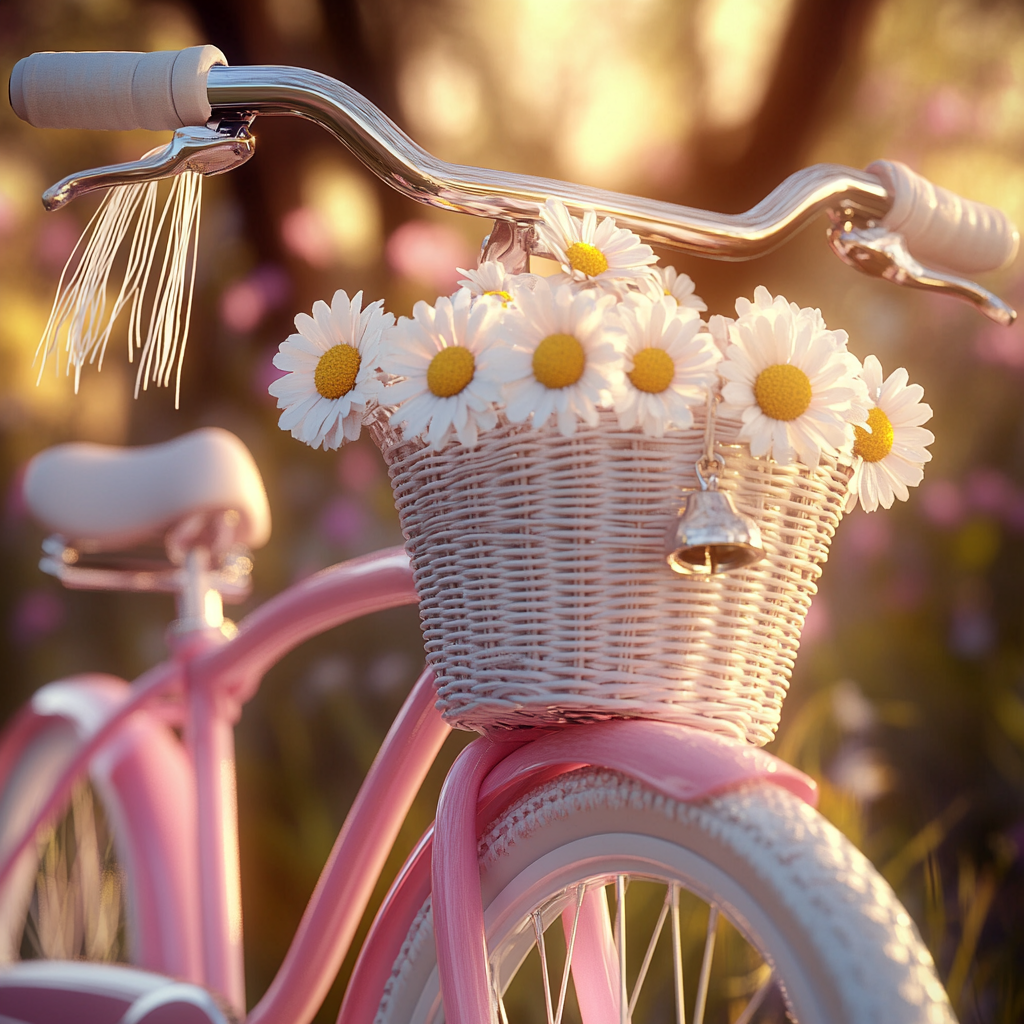 Close-up shot of a cute pink bicycle | Source: Midjourney