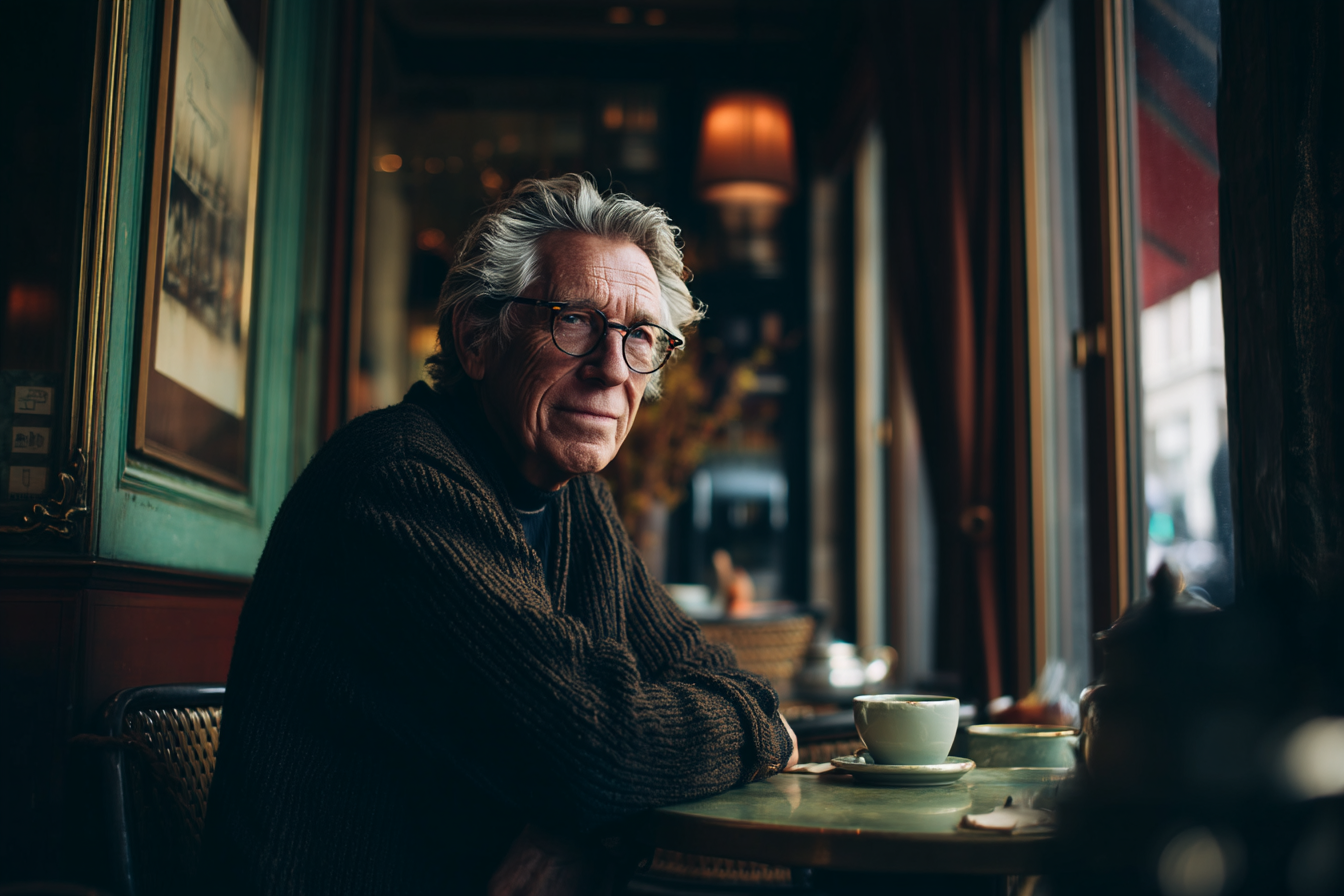 An older man in a café | Source: Midjourney