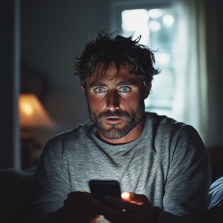 Un uomo in preda al panico manda messaggi | Fonte: Midjourney