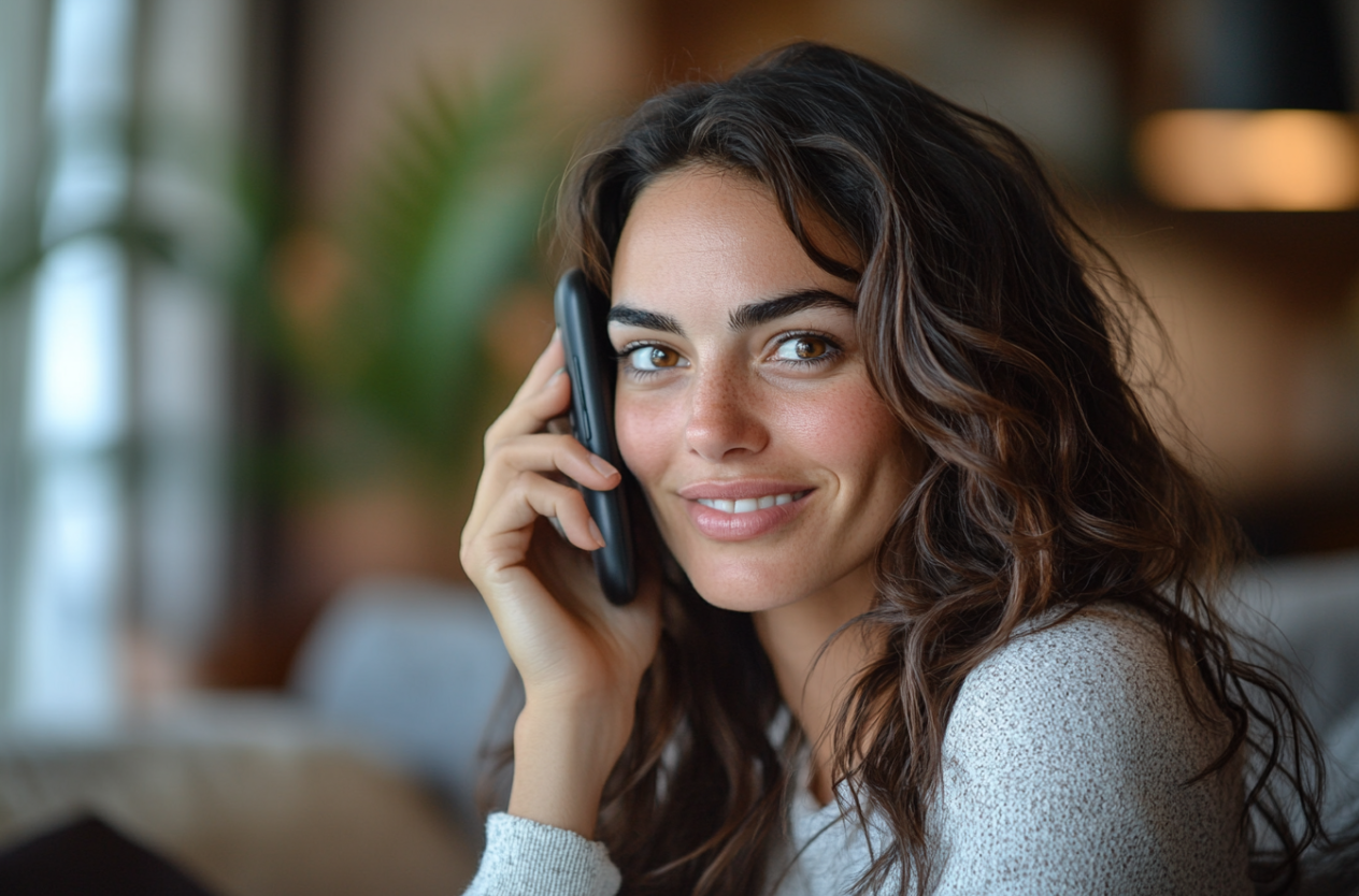 A woman speaking on her cell phone | Source: Midjourney