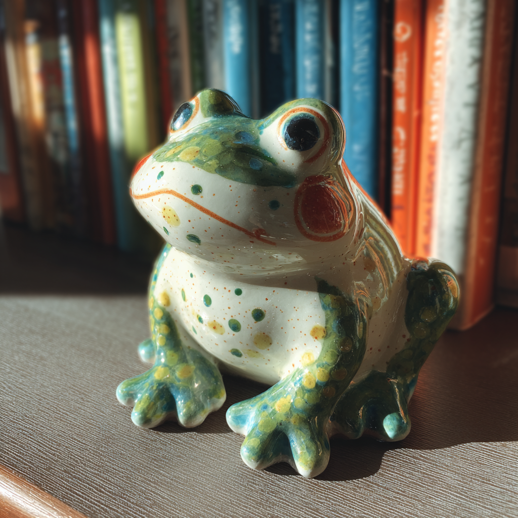 A cute ceramic frog | Source: Midjourney