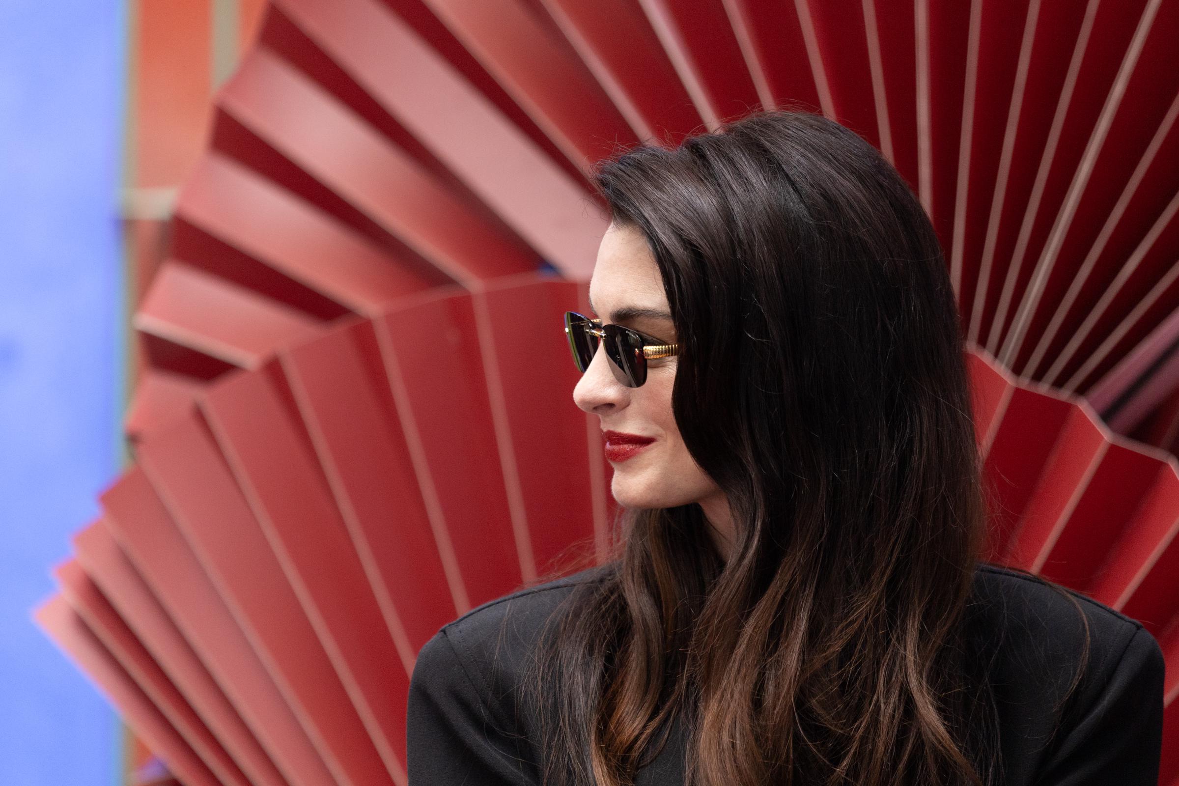 Anne Hathaway looks on during a Q&A conference for the movie "The Devil Wears Prada 2" at Casa Azul on March 30, 2026 in Mexico City, Mexico. | Source: Getty Images