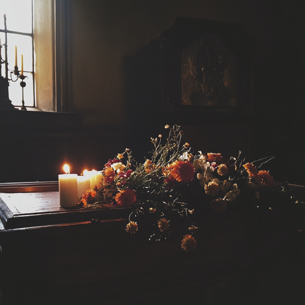 A casket at a funeral | Source: Midjourney