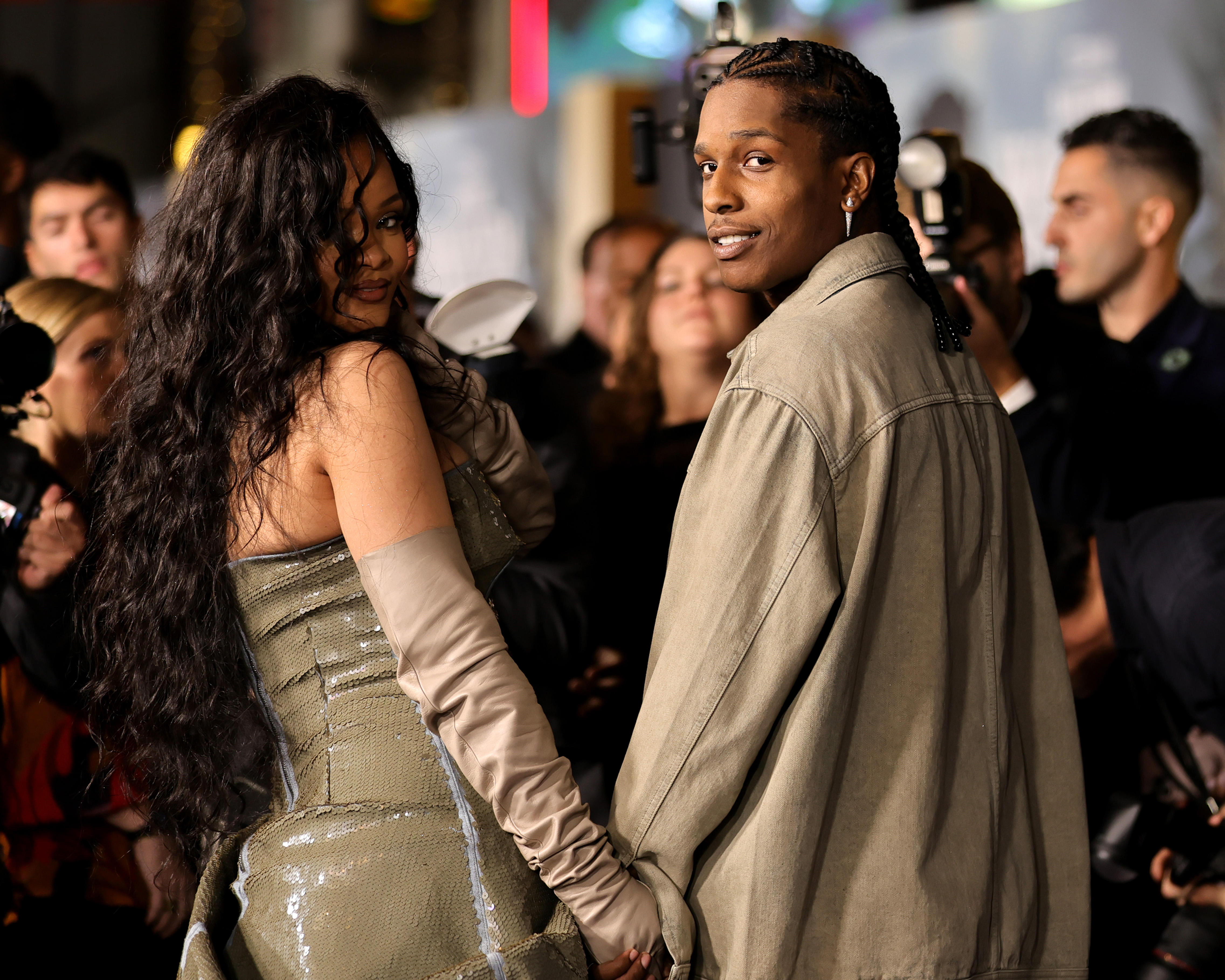 Rihanna and A$AP Rocky attend Marvel Studios' "Black Panther: Wakanda Forever" premiere at Dolby Theatre on October 26, 2022 in Hollywood, California. | Source: Getty Images