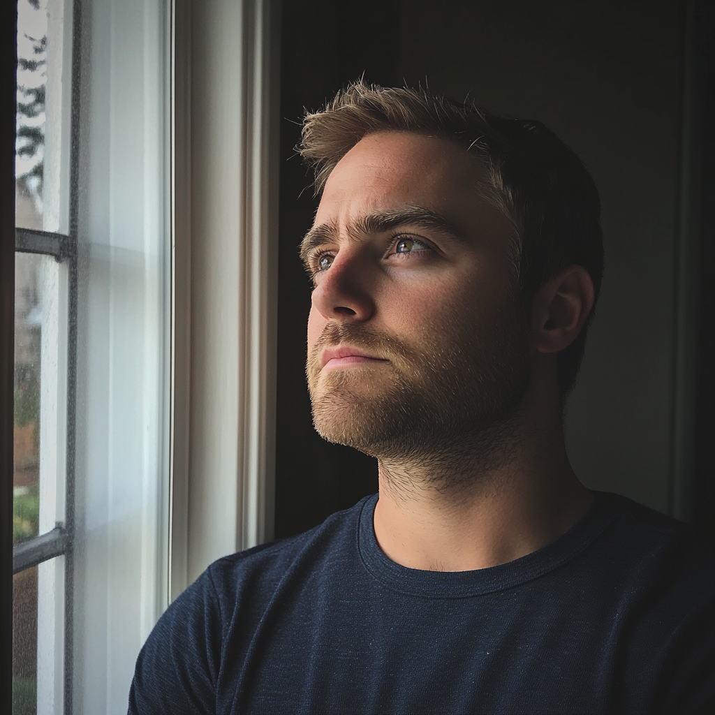 A man looking out of a window | Source: Midjourney