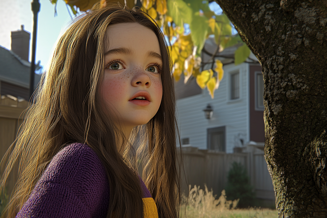A girl standing in a backyard | Source: Midjourney