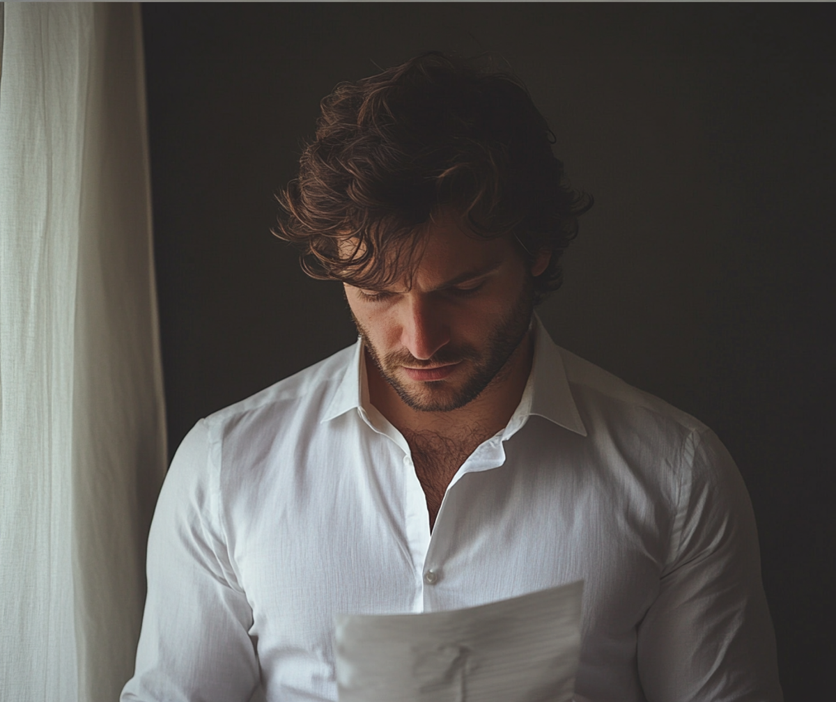 A man reading a letter | Source: Midjourney