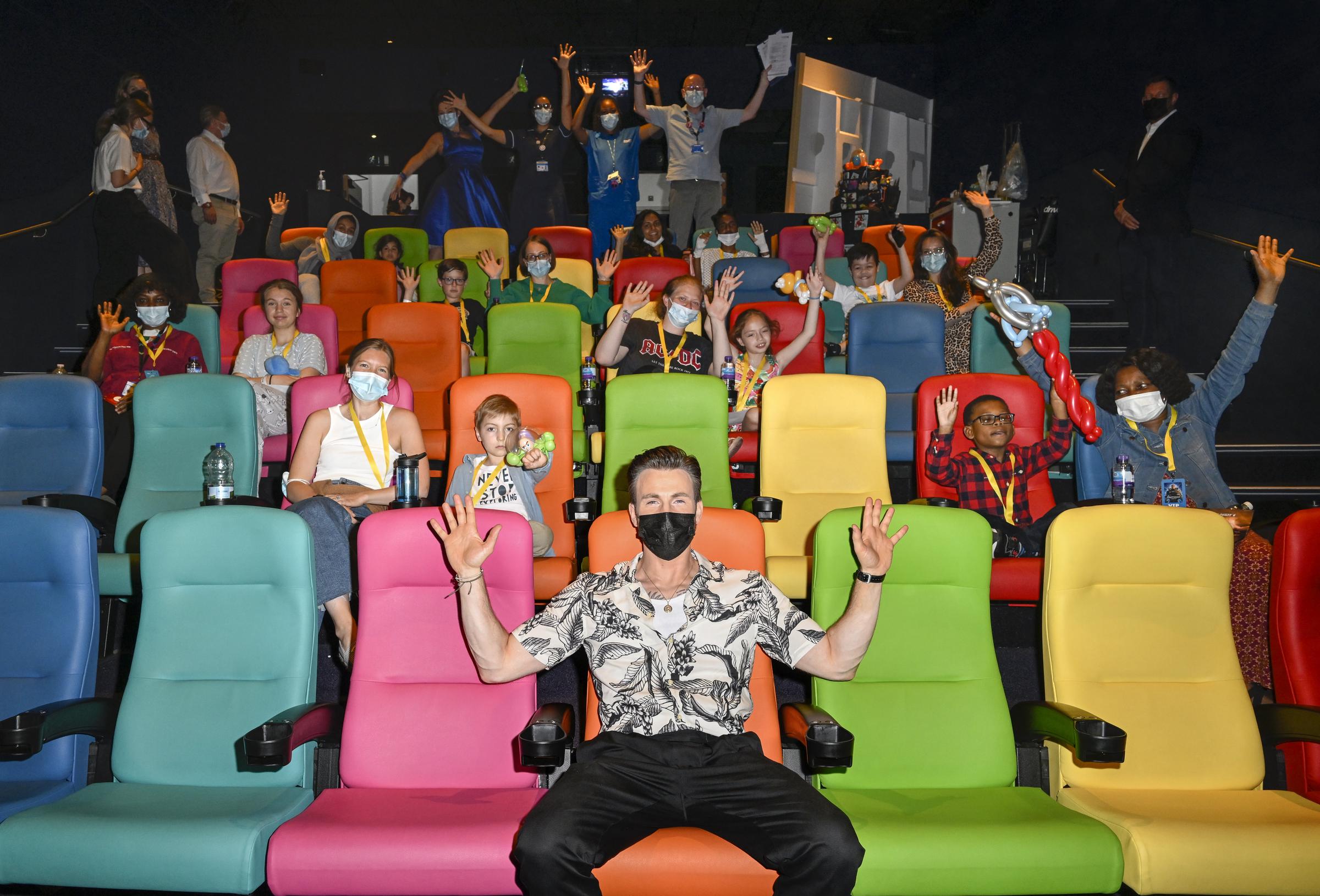Chris Evans surprises patients and parents at a pre-release MediCinema screening of Disney and Pixars' "Lightyear" at Chelsea and Westminster Hospital on June 13, 2022 in London, England | Source: Getty Images