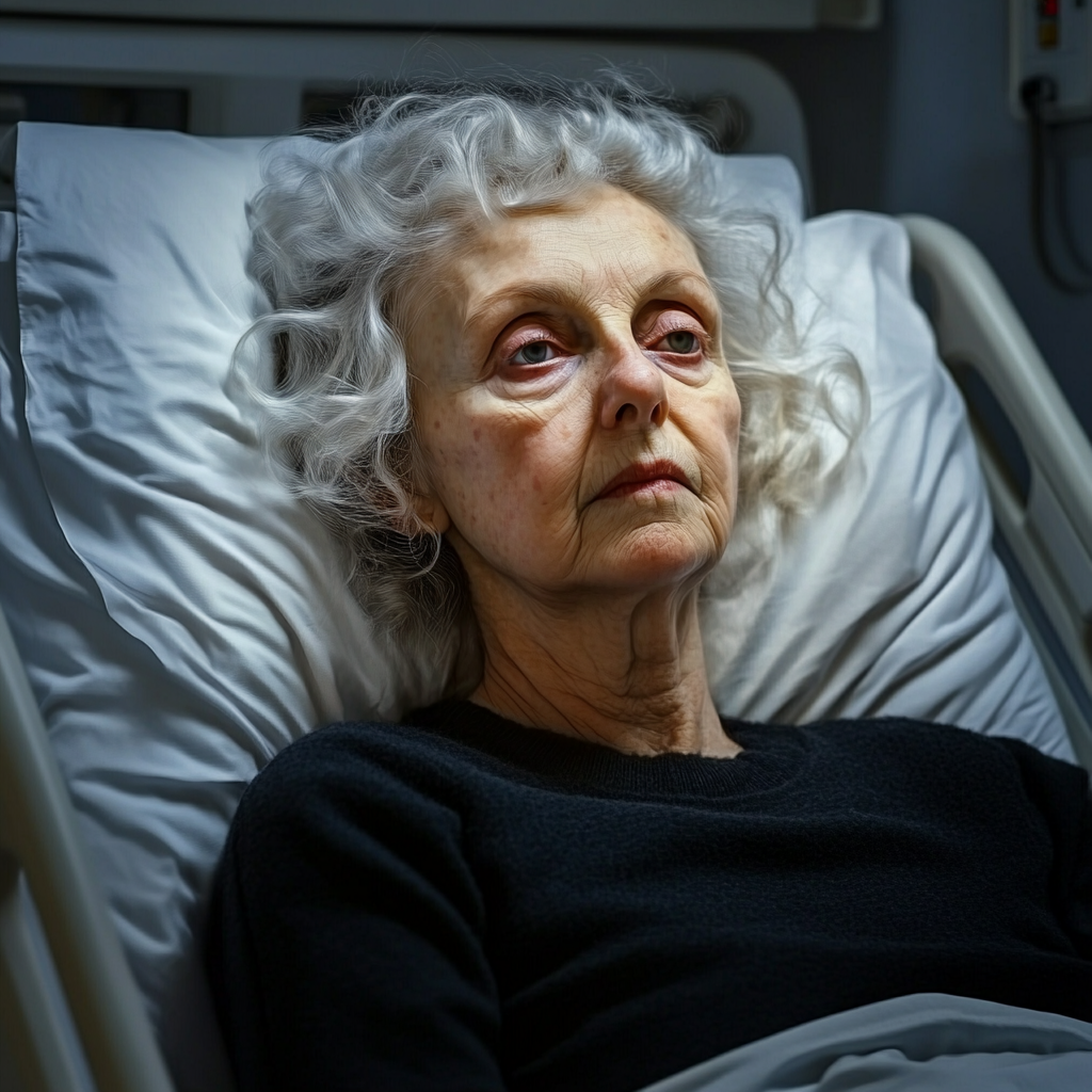 An older woman lying in a hospital bed | Source: Midjourney