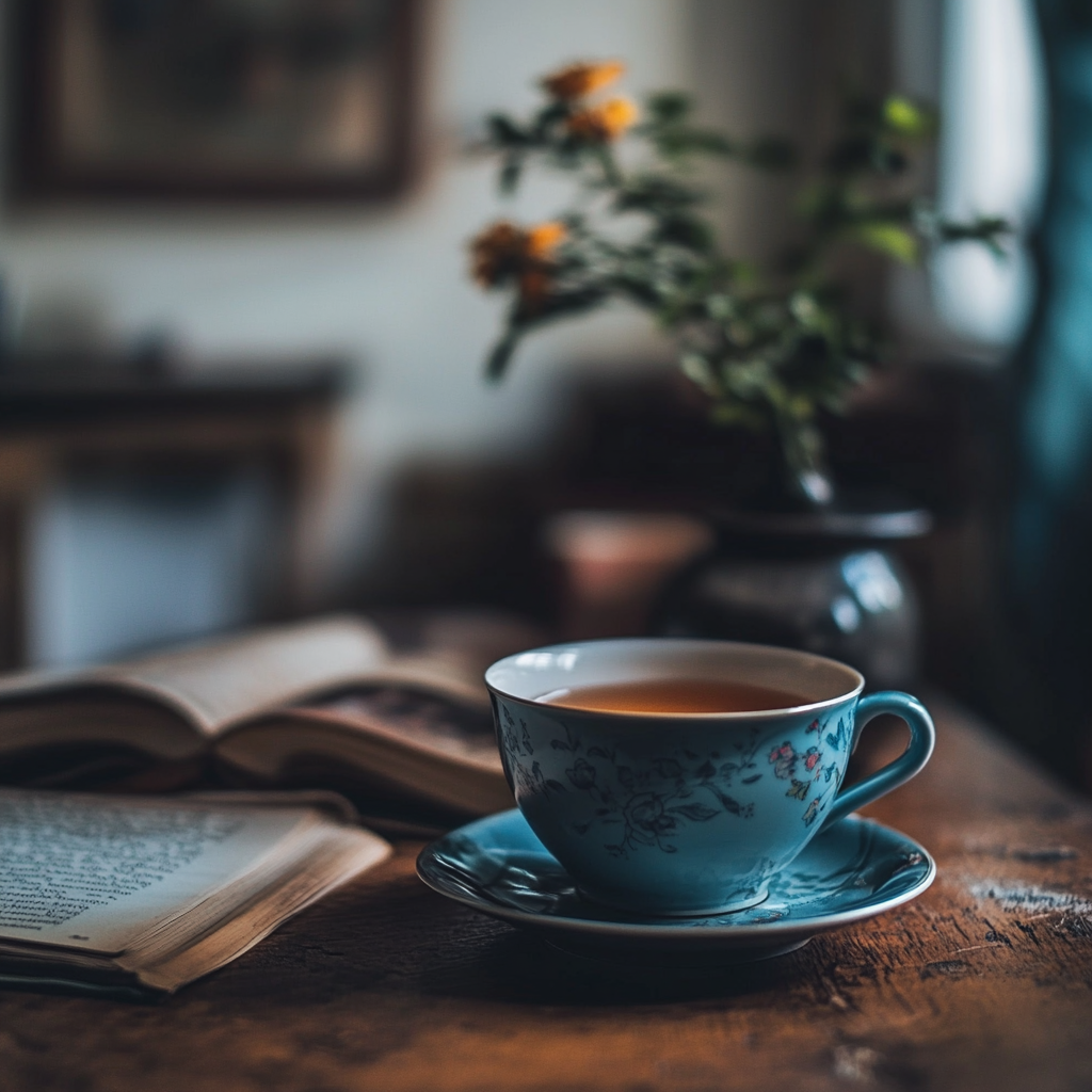 A cup of tea lying on a table | Source: Midjourney