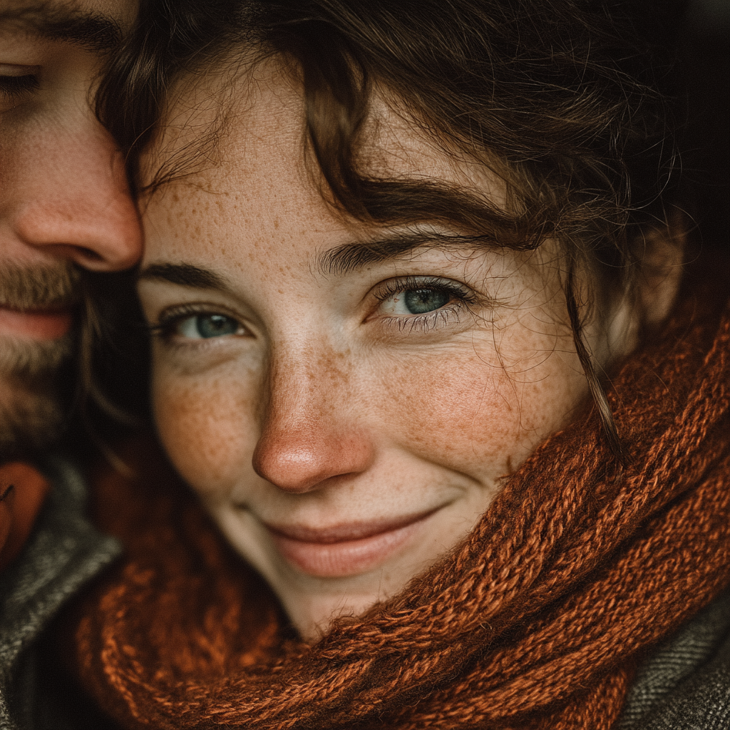 A woman snuggled up with a man | Source: Midjourney
