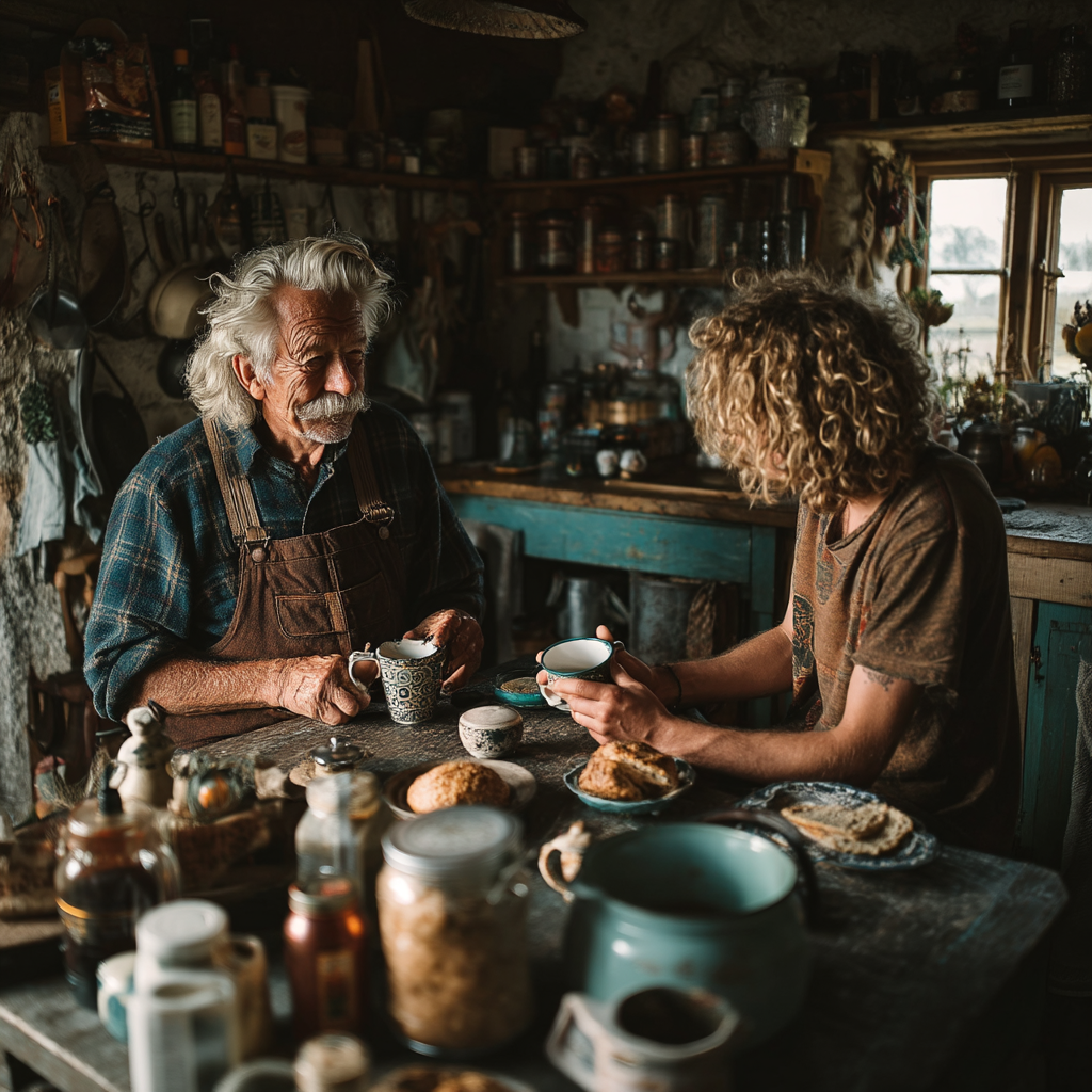 Two men drinking tea | Source: Midjourney