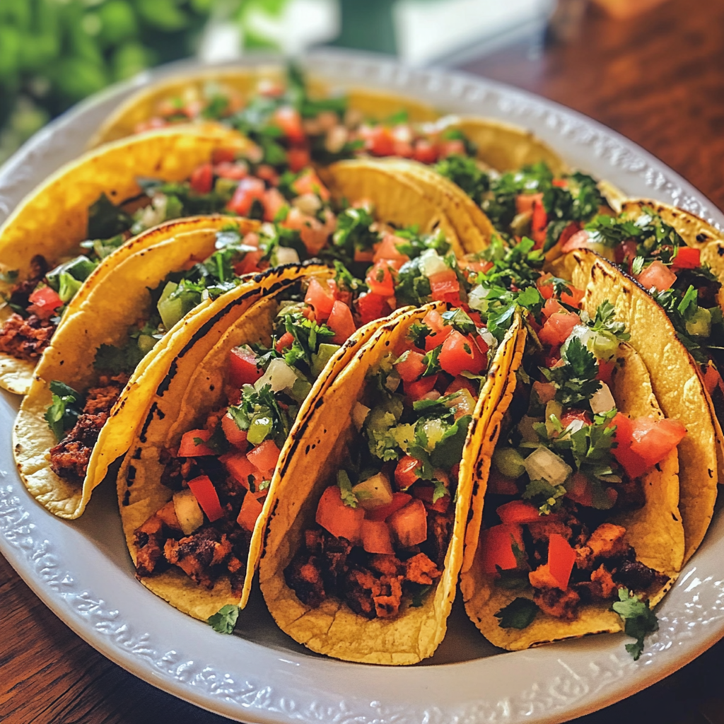 A platter of tacos on a table | Source: Midjourney