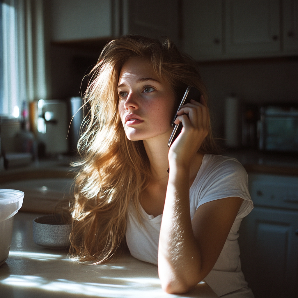 A woman talking on the phone | Source: Midjourney