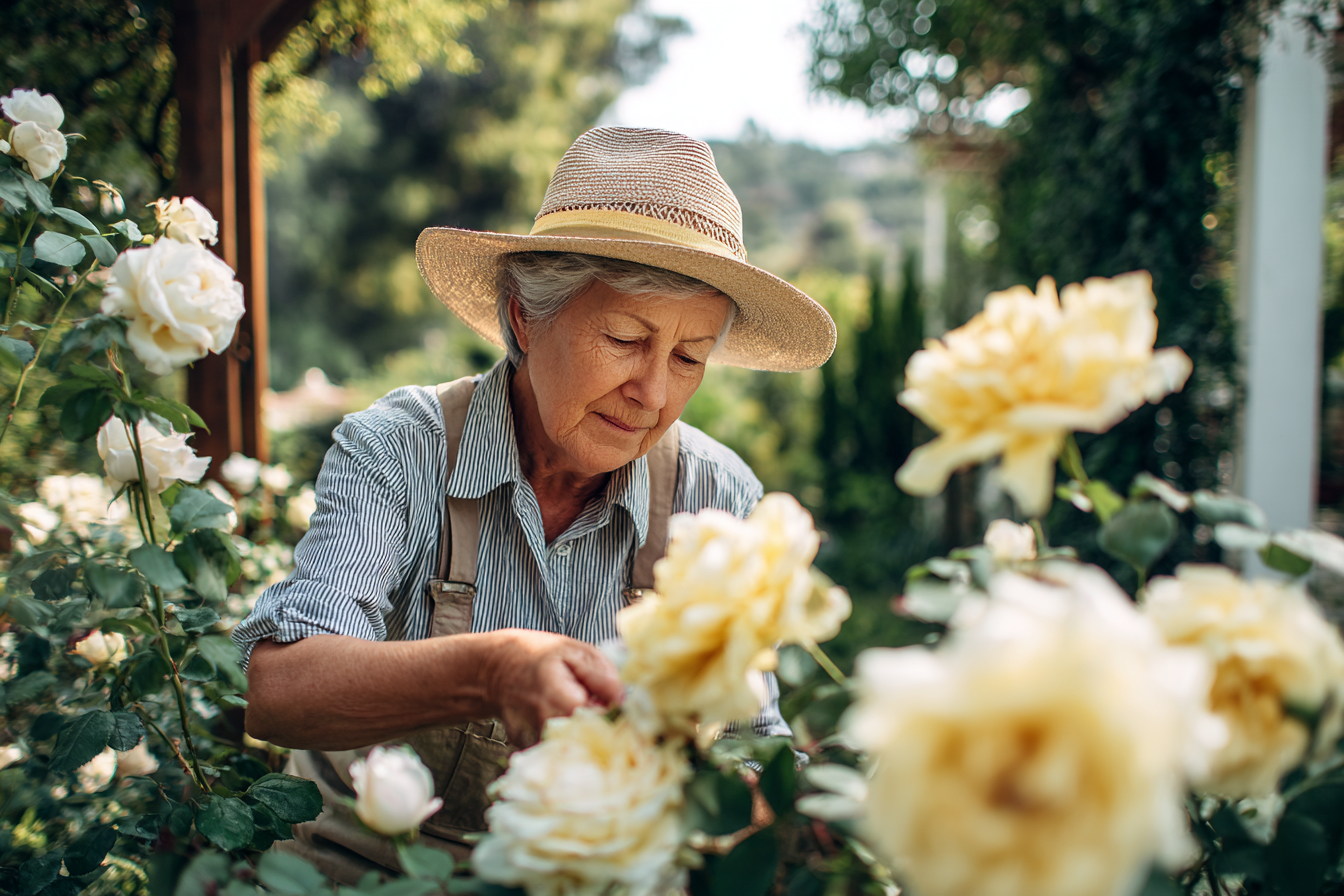 An older woman in her garden | Source: Midjourney