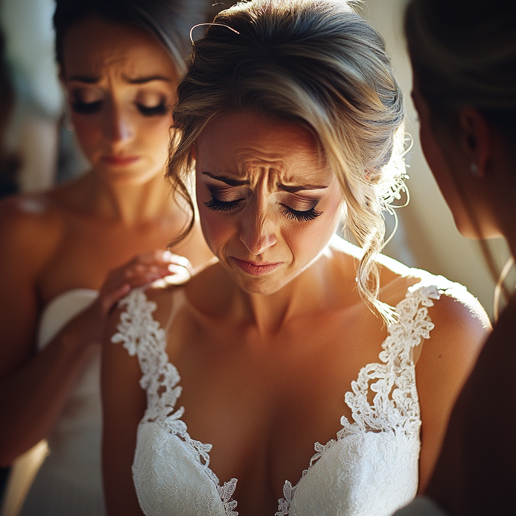 A bride being comforted | Source: Midjourney