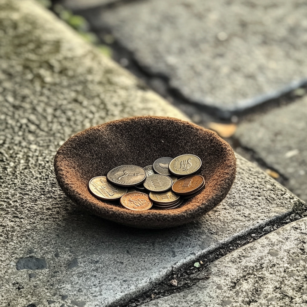 Loose change on a sidewalk | Source: Midjourney