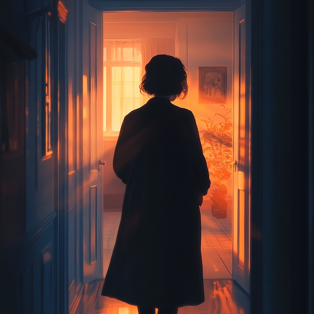 A woman standing in the hallway | Source: Midjourney