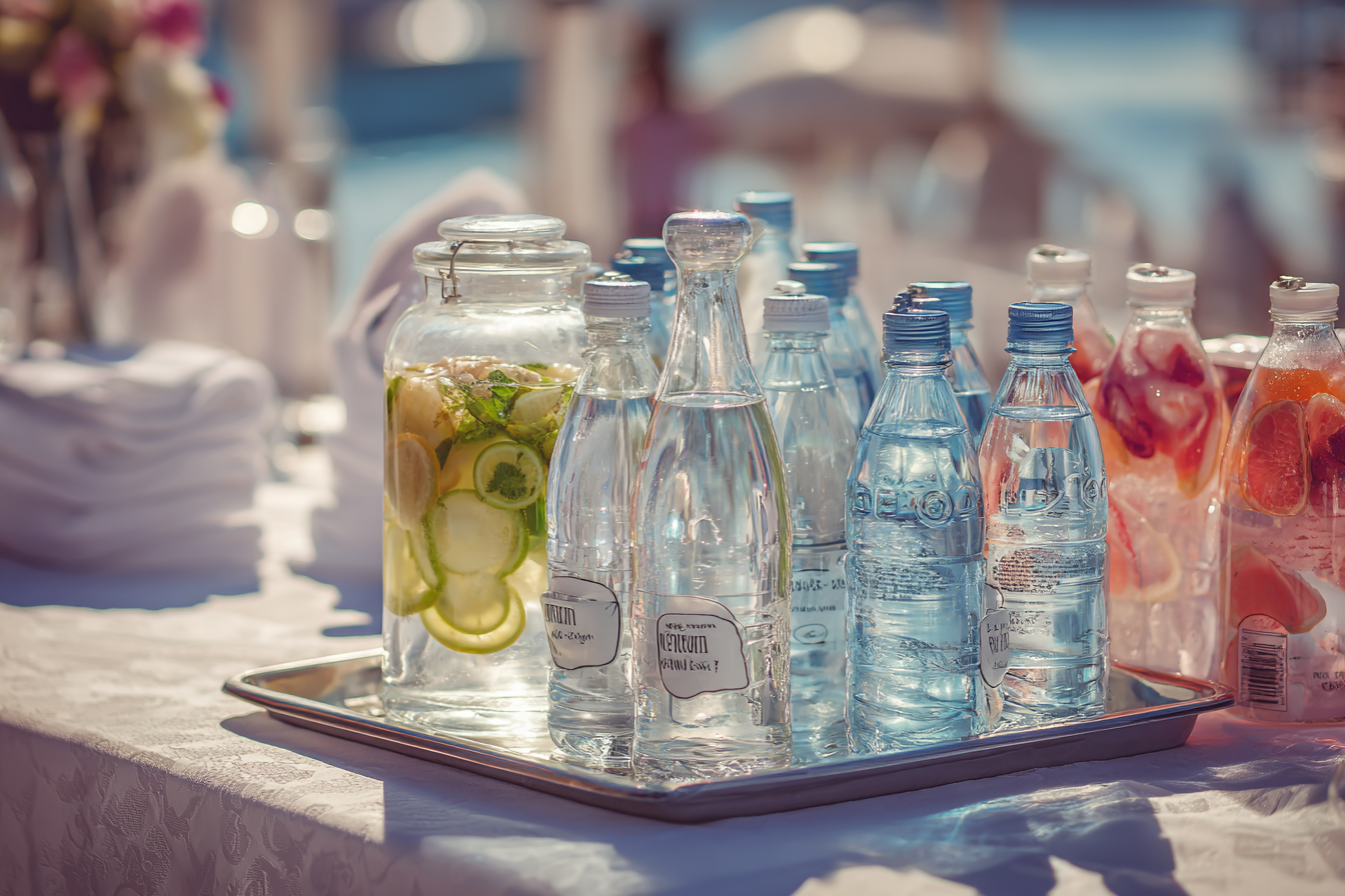 Bottles of water and juice | Source: Midjourney