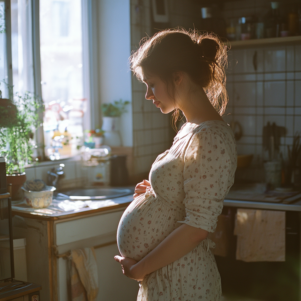 An upset pregnant woman | Source: Midjourney