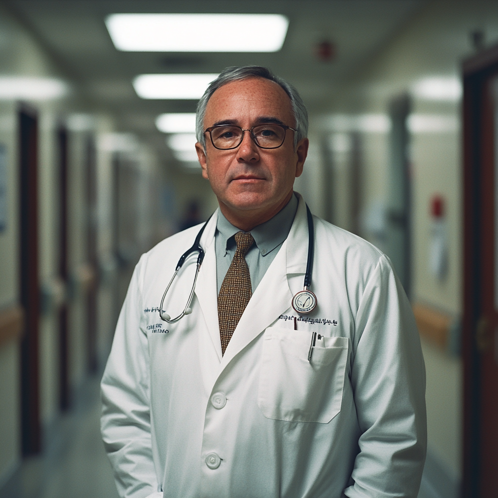 A doctor posing in a hospital | Source: Midjourney