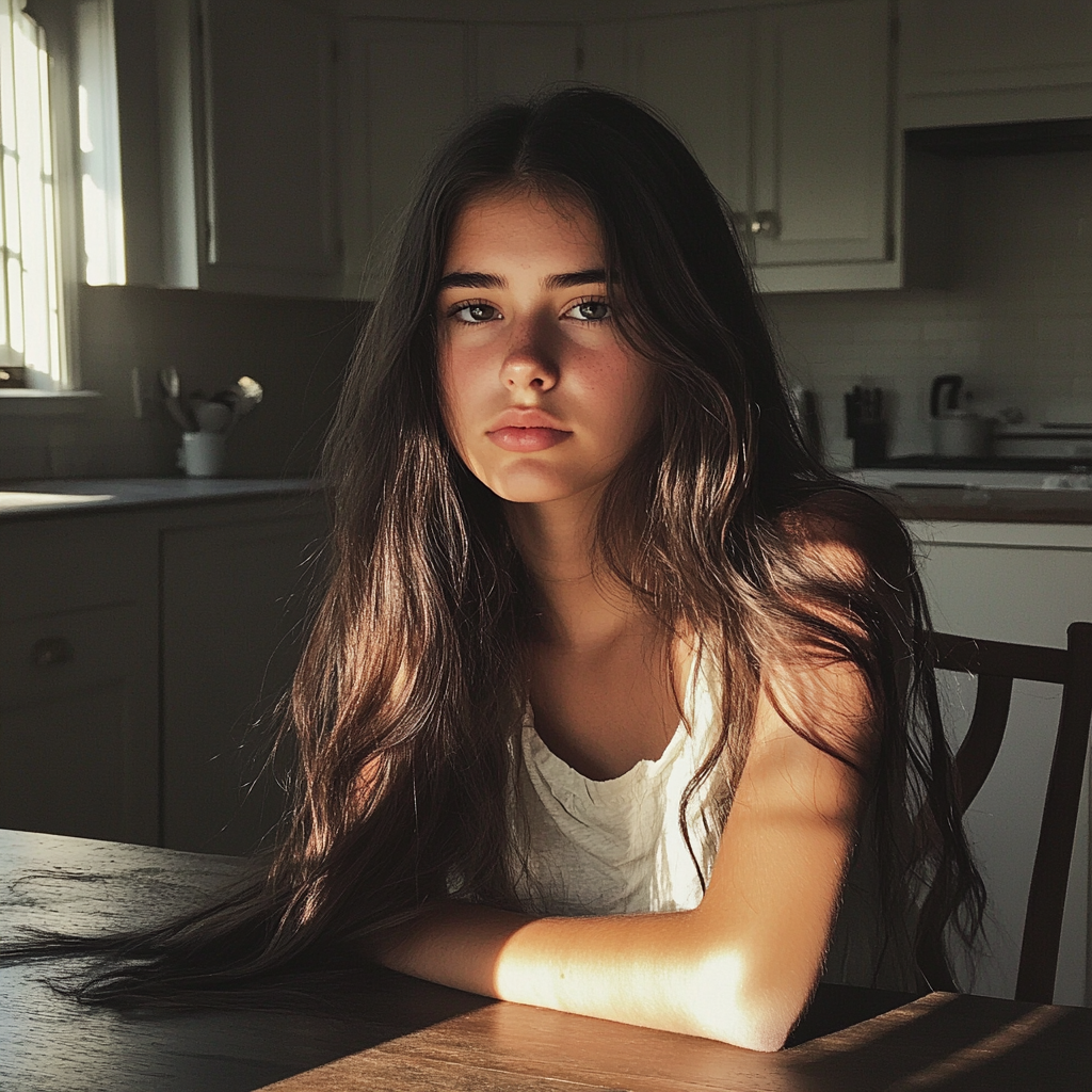 A teenager sitting at a kitchen table | Source: Midjourney
