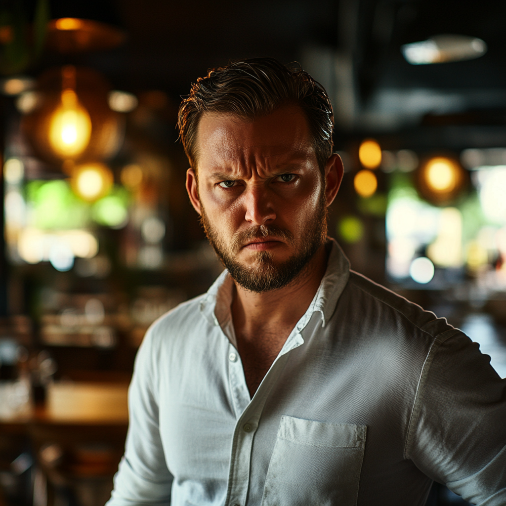 An angry man standing in a restaurant | Source: Midjourney