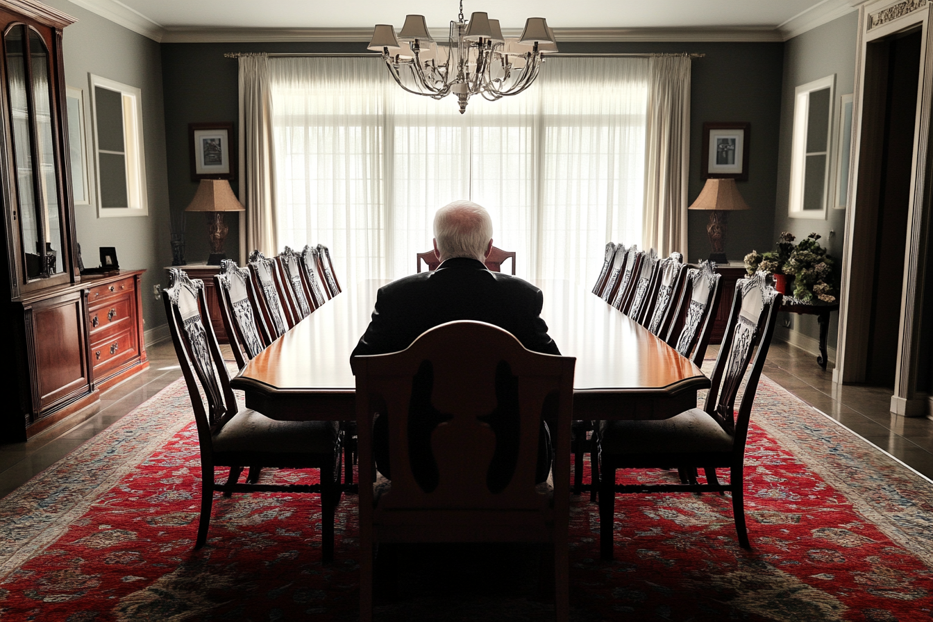 A man seated alone at a dining table | Source: Midjourney