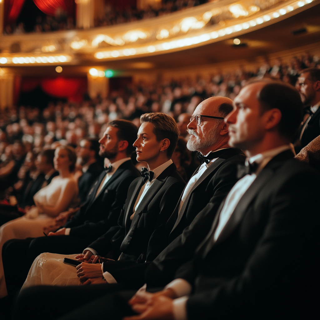 Crowd gathered at a company evening event | Source: Midjourney