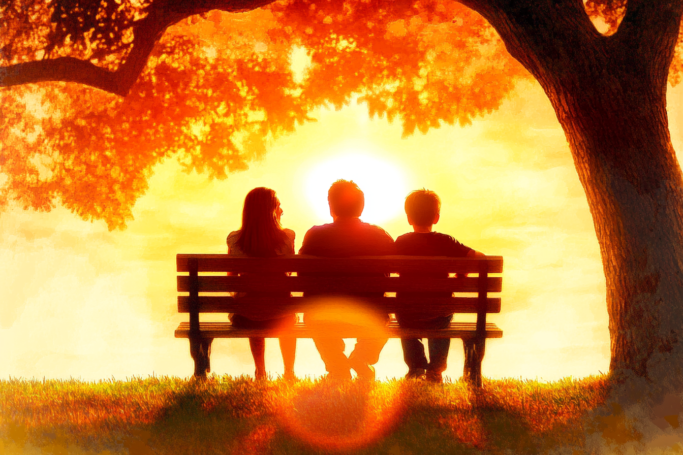 A family watching the sunset in a city park | Source: Midjourney