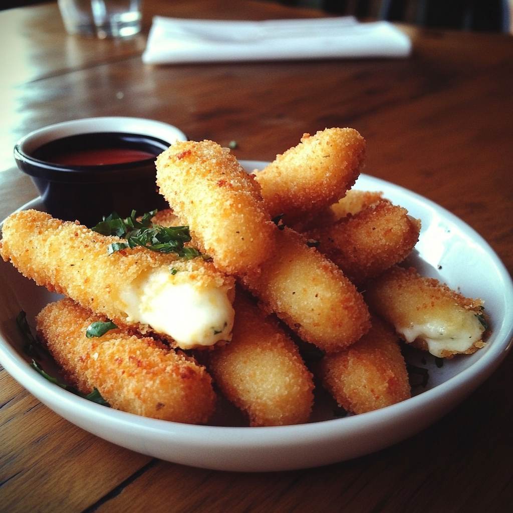 A bowl of mozzarella sticks | Source: Midjourney