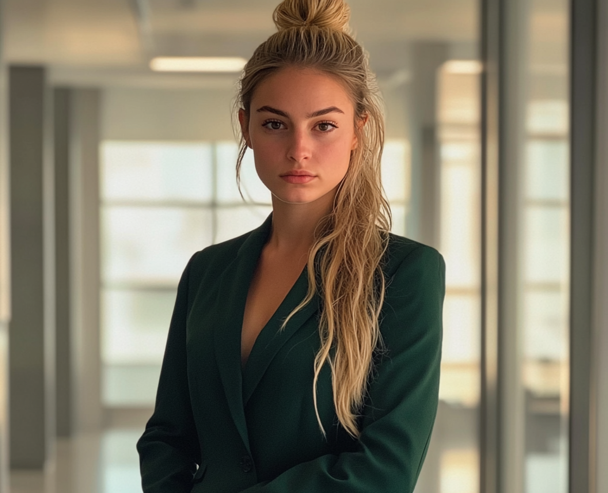 A young woman standing in an office | Source: Midjourney