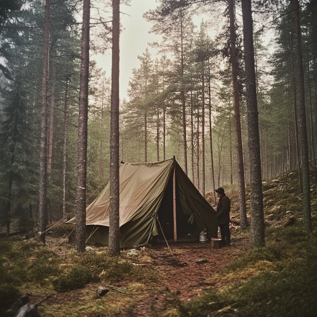 A tent in a forest | Source: Midjourney