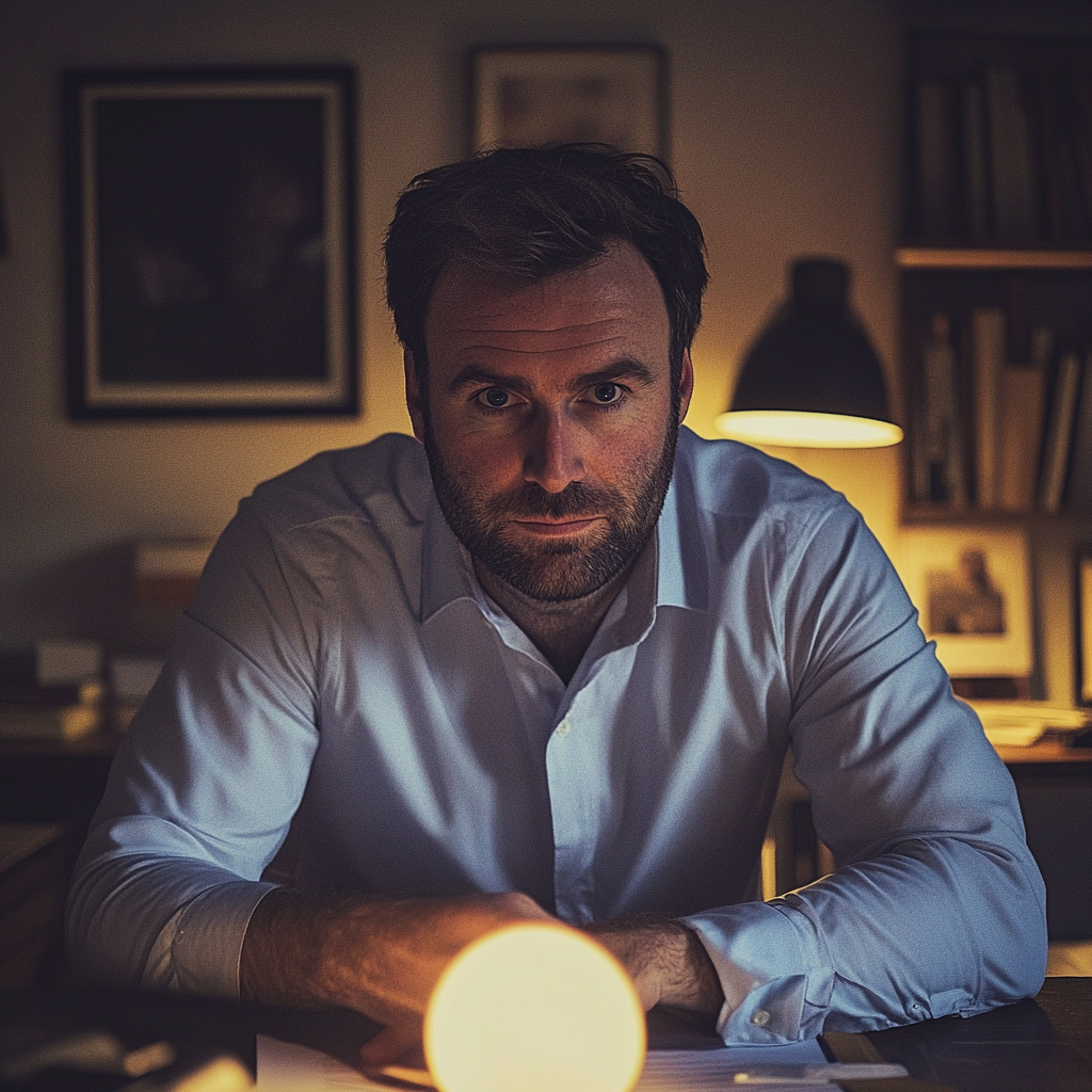 A man sitting at his desk | Source: Midjourney