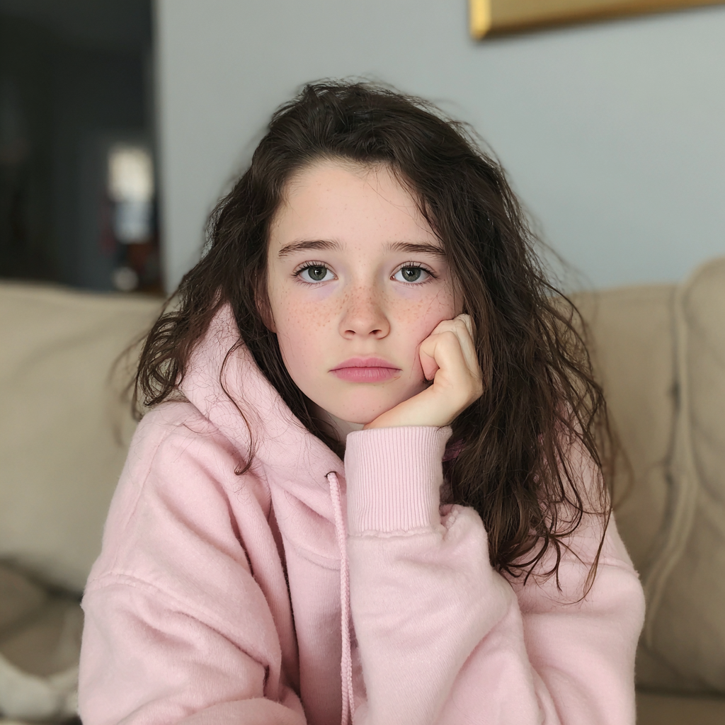 A little girl wearing a pink hoodie | Source: Midjourney