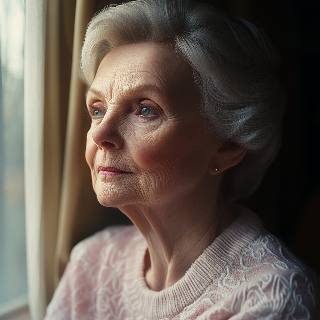 An older woman standing near a window | Source: Midjourney