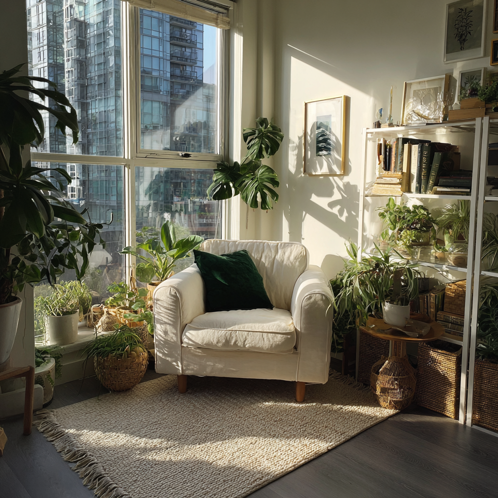 A reading corner in an apartment | Source: Midjourney