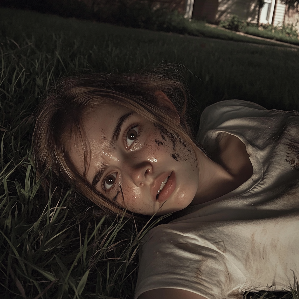 A girl laying on the grass | Source: Midjourney