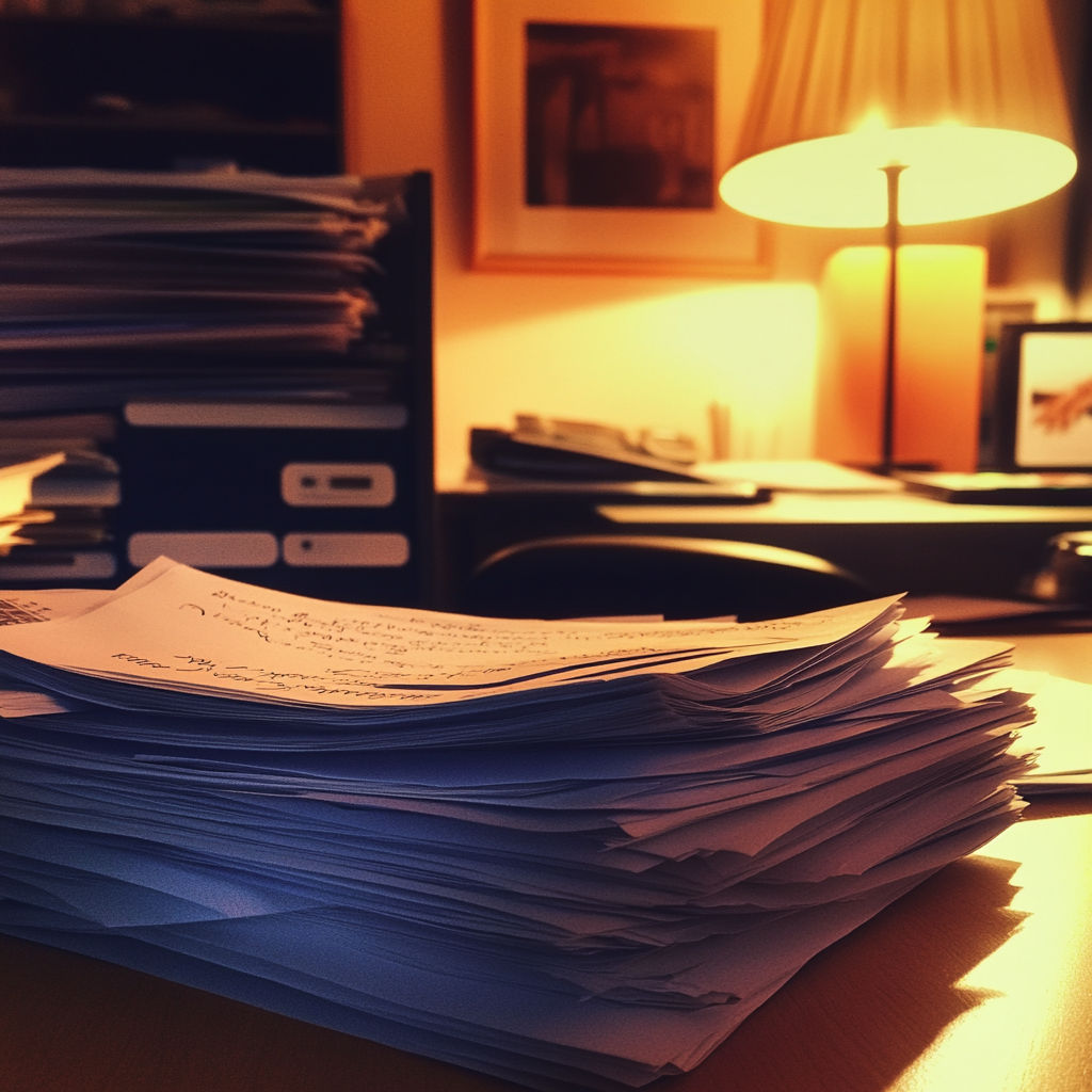 Paperwork on an office desk | Source: Midjourney