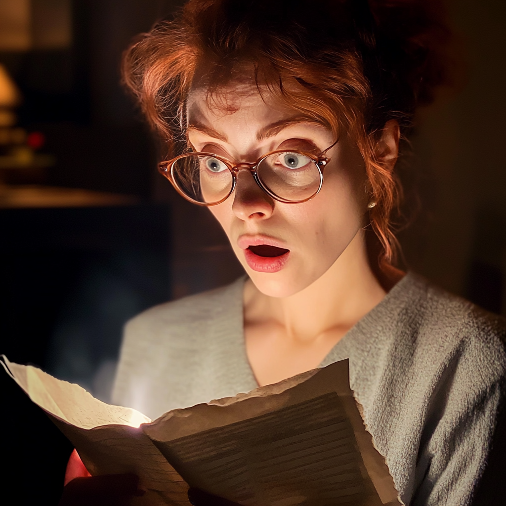 Shocked woman reading a note | Source: Midjourney