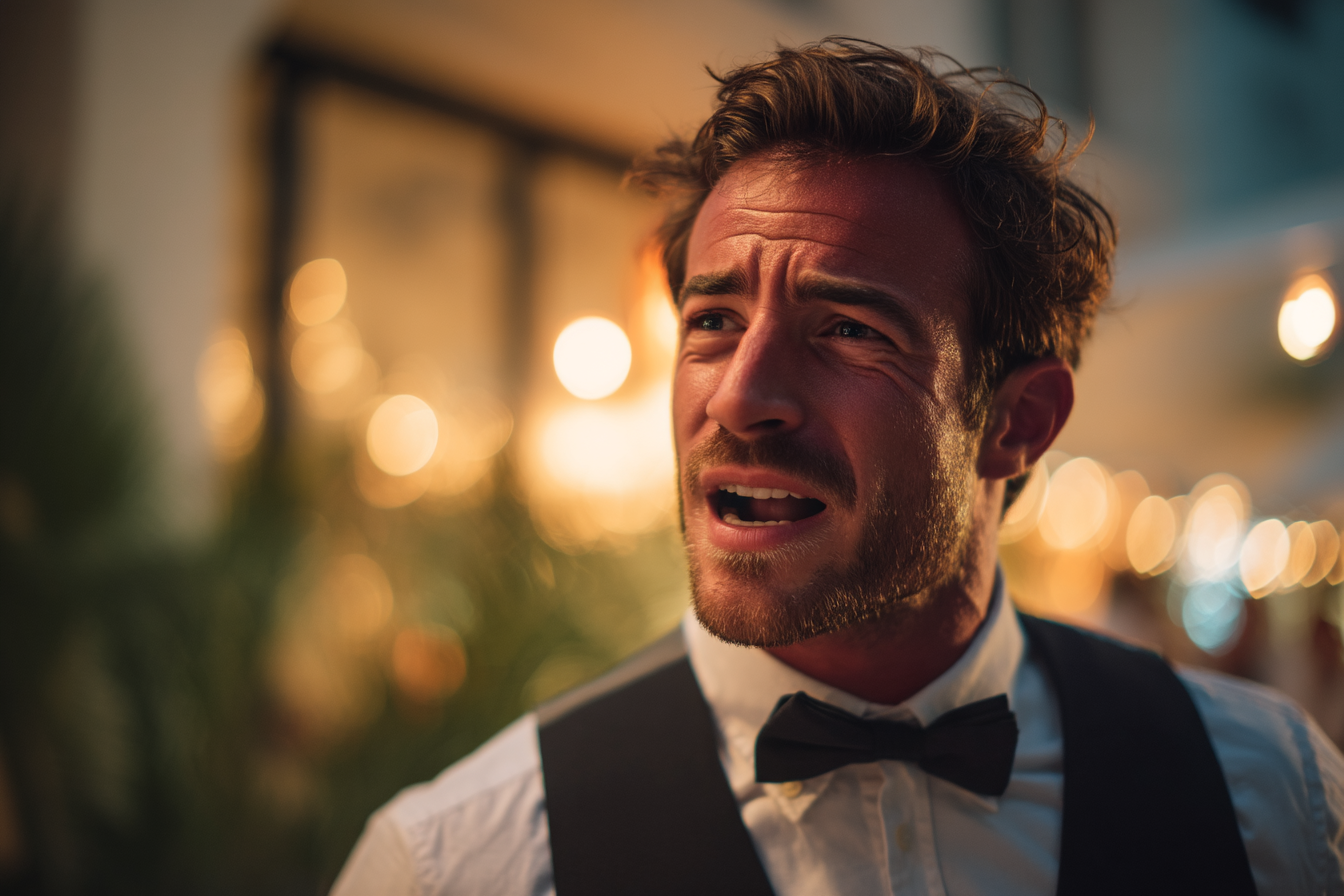 A man talking at his wedding | Source: Midjourney