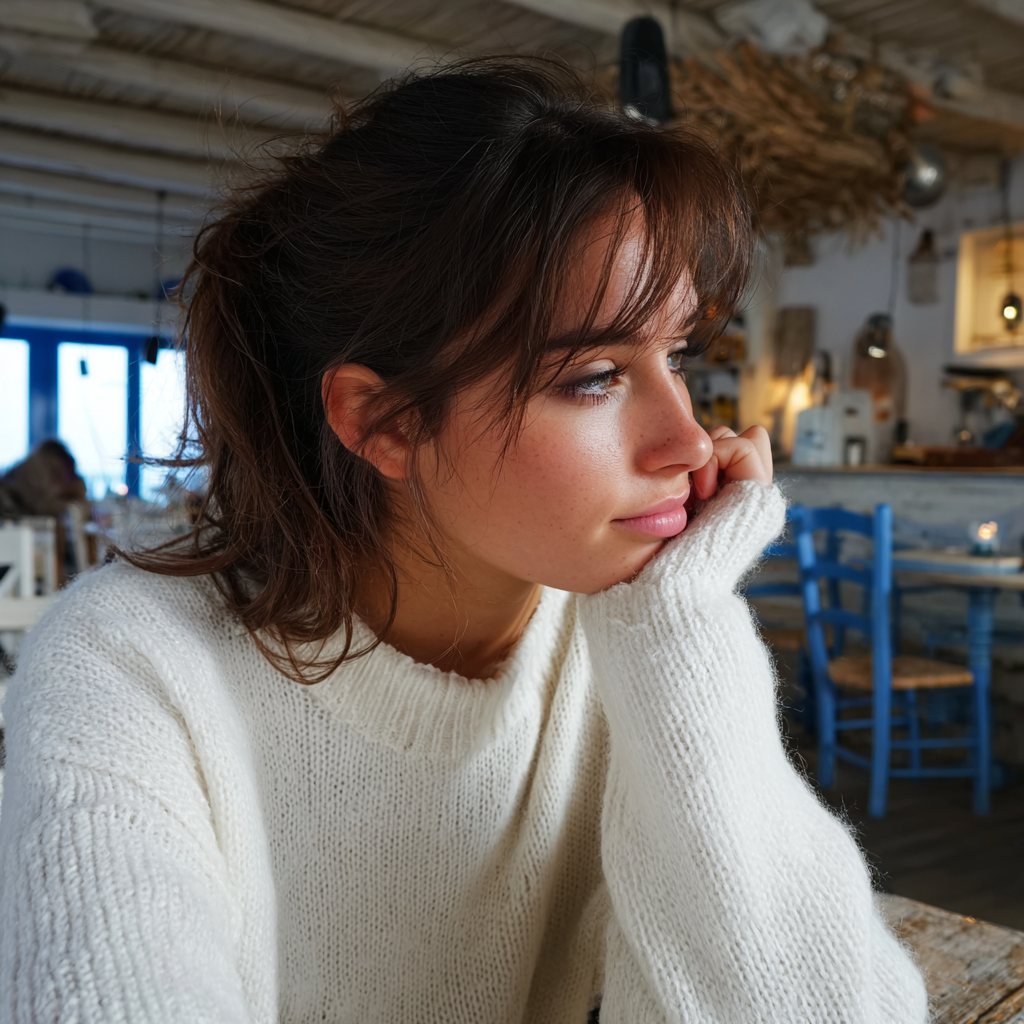A woman sitting in a café | Source: Midjourney