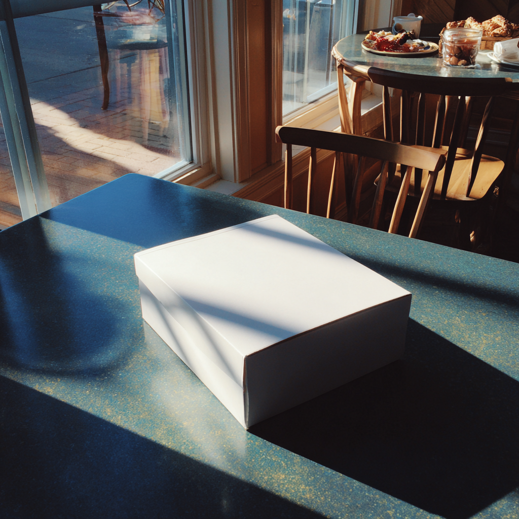 A white box on a table | Source: Midjourney