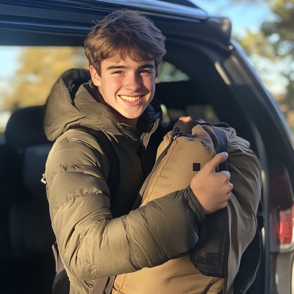 A boy holding a bag | Source: Midjourney