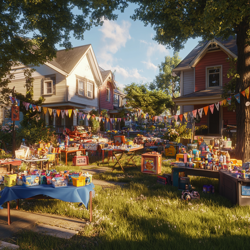 A colorful yard sale | Source: Midjourney