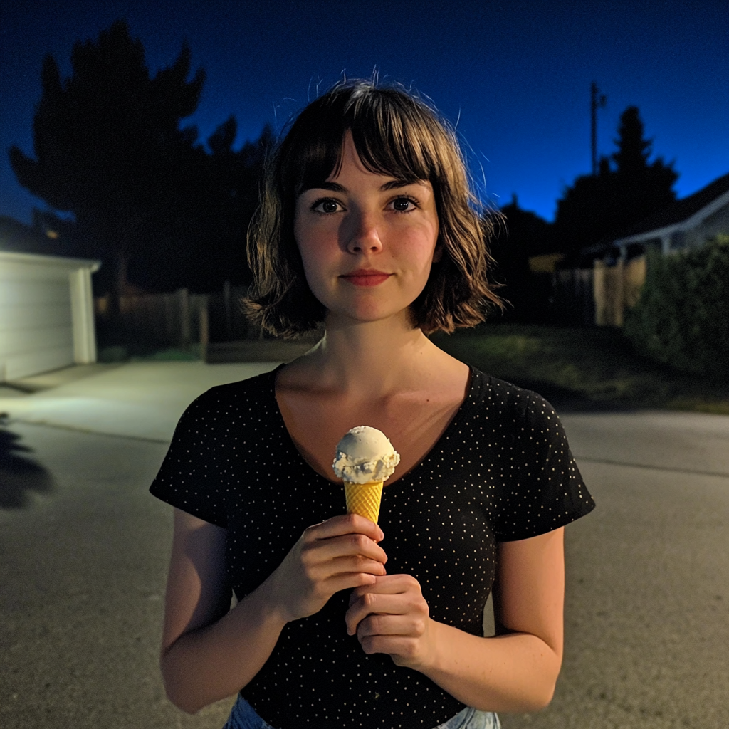 A woman eating an ice cream | Source: Midjourney